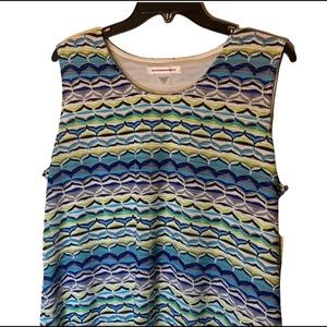 Allison Daley sleeveless shell top shirt aqua blue ocean theme lined PL